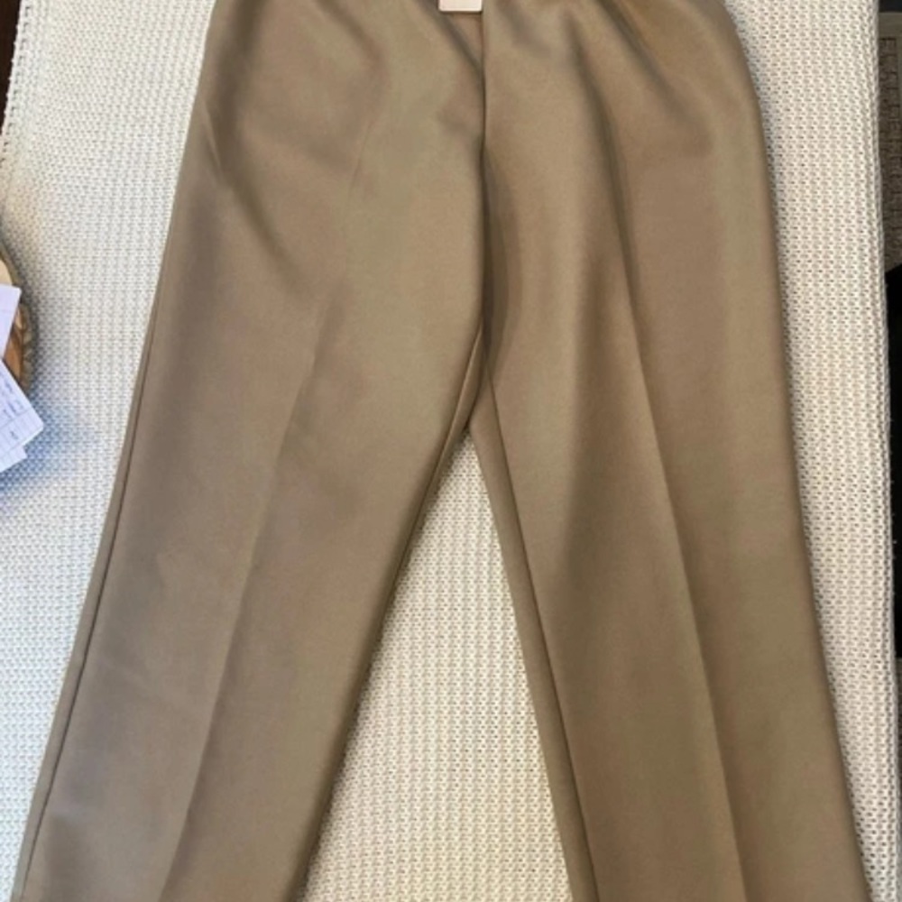 NWT Alfred Dunner Classic Polyester Pull-on Tan Pants Grannycore Slacks Size 14